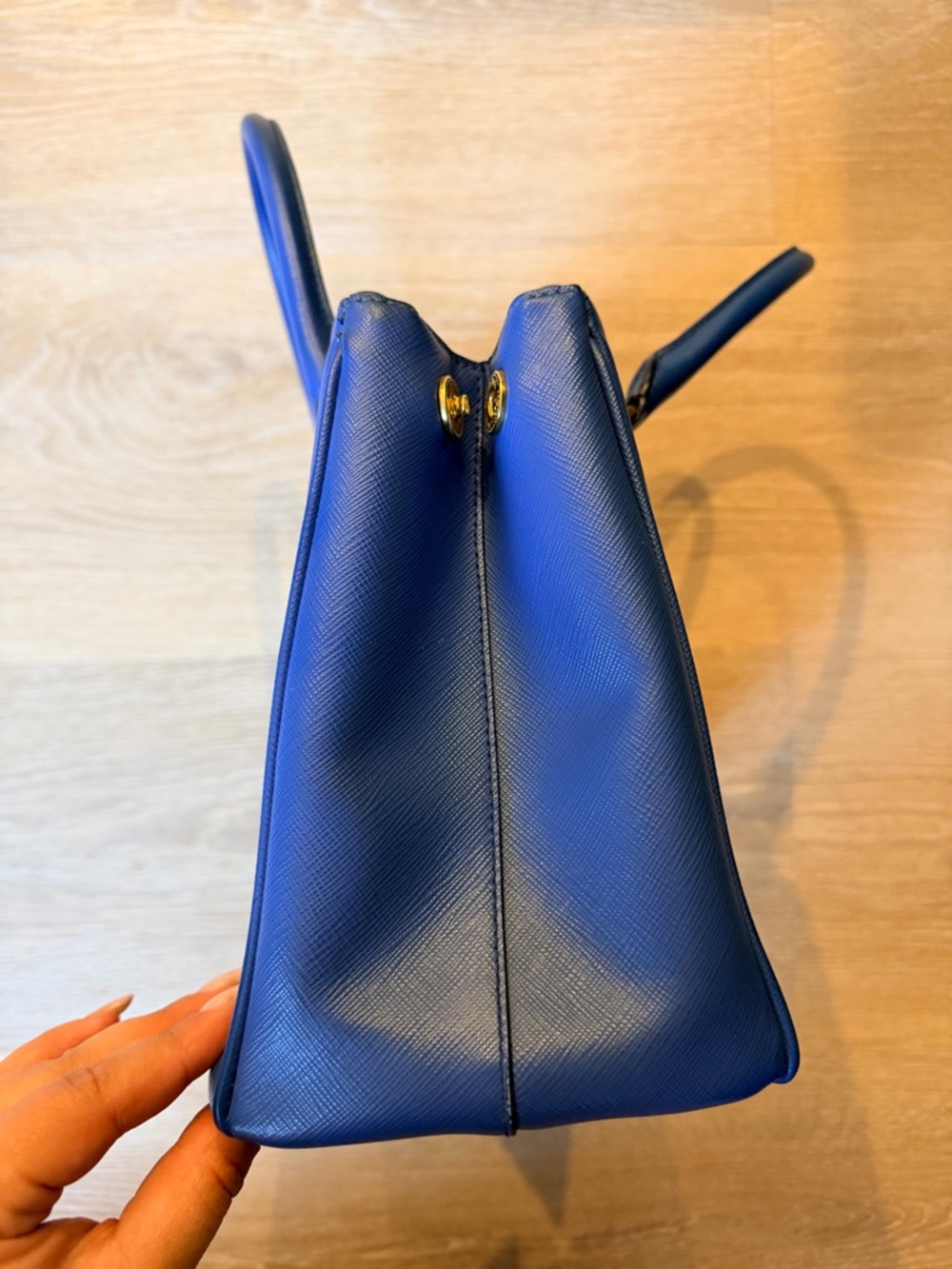 Prada Blue Saffiano Satchel with Gold Hardware - Picture 2 of 13